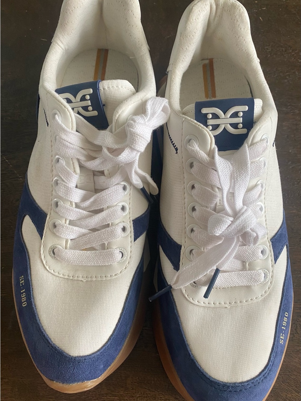 New! Sam Edelman Women’s White and Blue Canvas Sneakers Size 9.5 - Picture 12 of 13